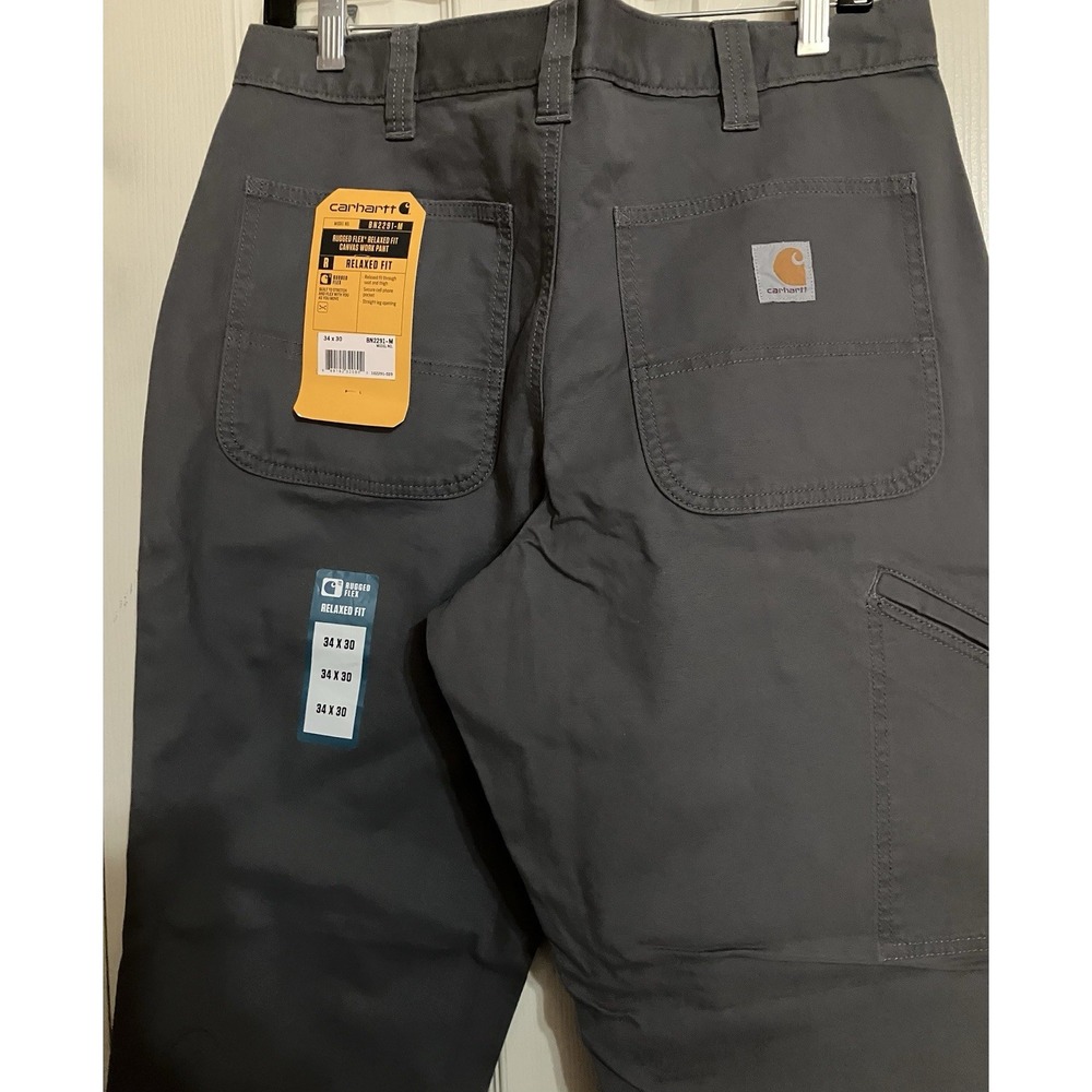 Carhartt Rugged Flex Relaxed Fit Canvas Work Pants Gray BN2291-M 34x30 - Picture 4 of 7